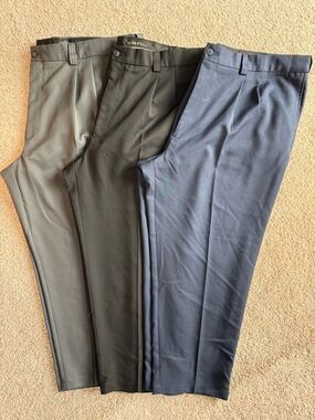 Lot of 3 Oak Hill DXL Dress Pants 52x28 Black Navy Gray Big & Tall EUC Bundle